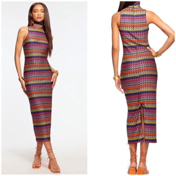 Ramy Brook Dresses & Skirts - Ramy Brook Madilyn Retro Chevron Knit Midi Dress S